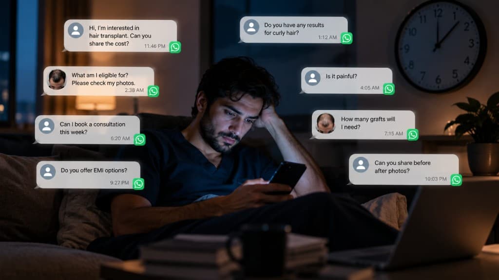 Patient sending WhatsApp inquiries late at night